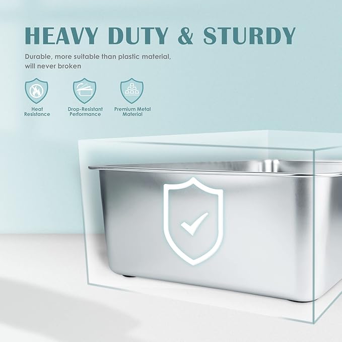 IKITCHEN Stainless Steel Cat Litter Box, Large Metal Litter Box for Cats, Never Absorbs Odors,Stain Free, Rustproof, Non Stick Smooth Surface, Anti-Slip Rubber Bottom, 19.5" L x 13.5" W x 6" H