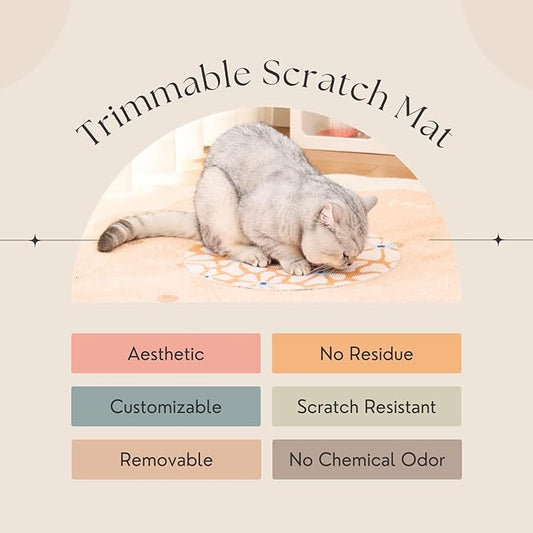 Set of Two 39.4’'x15.8’’ Trimmable DIY Upholstery Cat Anti-Scratch Mat - Asisumption Self-Adhesive Pads for Carpet, Cat Tree Shelves Replacement, Cat Climbing Walls and Couch Protector (Floral)