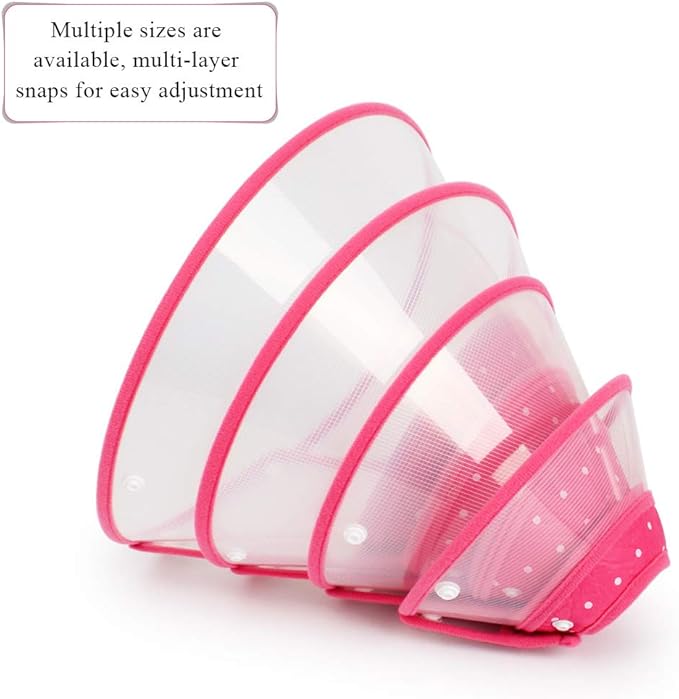 Andiker Pet Cone Recovery Dog Cone Adjustable Dog Collar Clear Padded Collar with Breathable Soft Edge Plastic Puppy Cone Protect The Neck Surgery Recovery Designed for Cats and Puppies (Small, Pink)