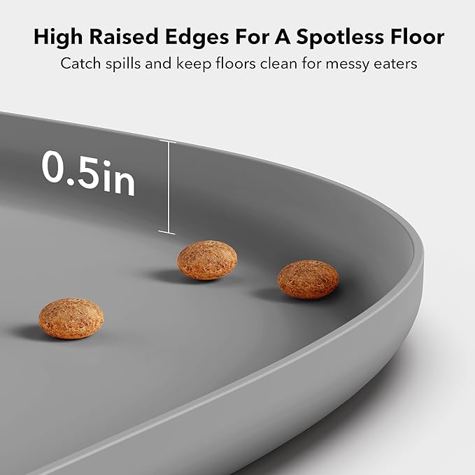 PETLIBRO Dog Food Mat, Safety Silicone Cat Food Mat for Feeder & Fountain, Waterproof Dog Bowl Mat, Raised Edge Spill Protection Floor, Cove Feeding Mat for AF005, AF103 Single Tray, 17.7"x12"