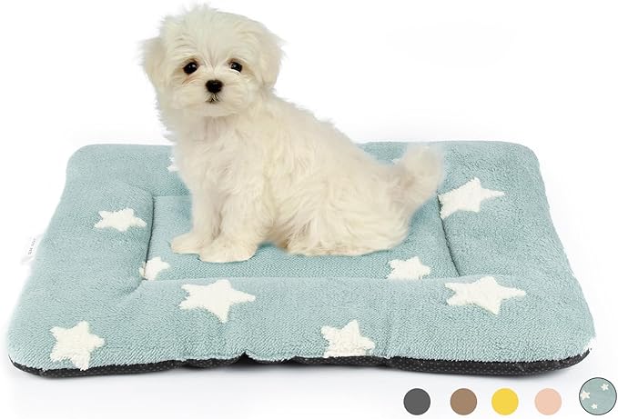 Mora Pets Dog Crate Pad Kennel Bed Crate Mat for Small Dogs Washable Cute Star Pet Bed for Dog Cage Ultra Soft Flat Puppy Cat Kitten Pillow Cushion for Sleeping Anti-Slip Blue 24 x 18