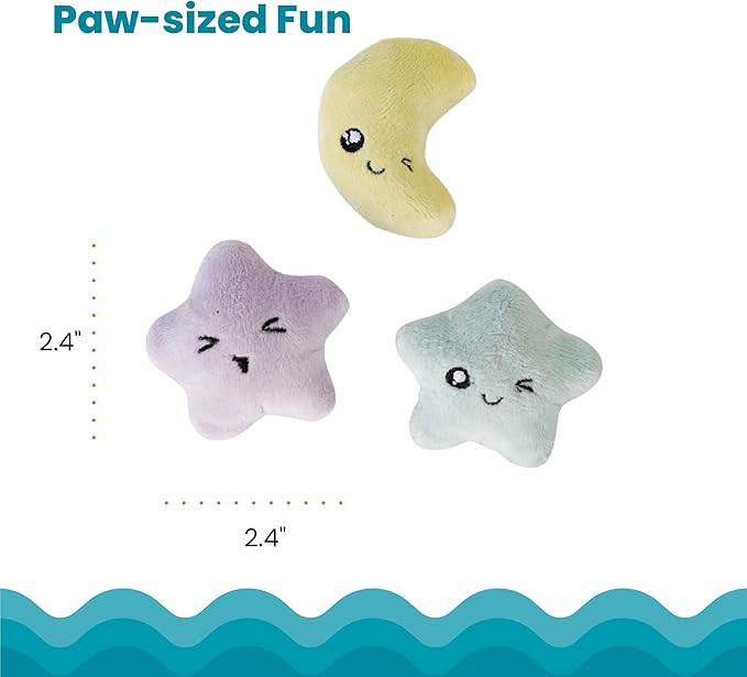 Catstages Toss 'N Twinkle Light-Up Cat Toys with Catnip & Crinkle, Multicolored, 3-Pack