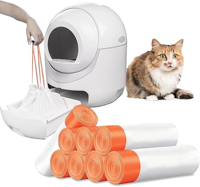 160 Pack Cat Litter Bags with Drawstring,Compatible with Litter Robot 3 & 4, Self Cleaning Automatic Cat Litter Box Bags (10-12 Gallons)