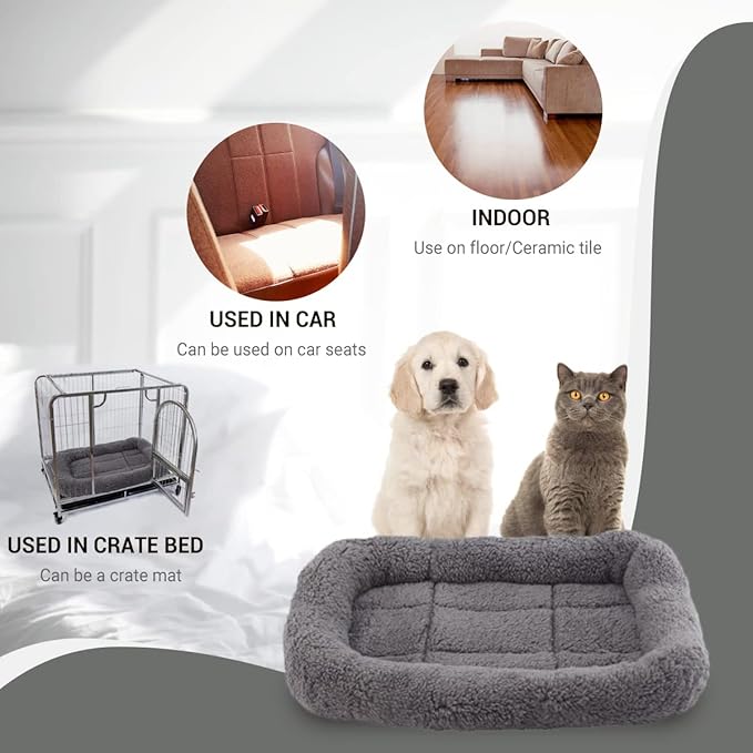 PETLESO Cat Bed Mat with Surrounding Pillow, 22" x 16" Plush Cushion for Small to Meidum Dogs & Cats Sleeping, Indoor Pet Beds Furniture Carrier Crate Anti Skid Pad, Washable, Medium
