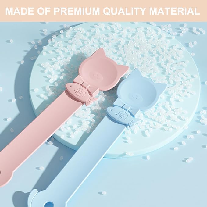 PETPAWLOVELY-2PCS Cat Treat Spoon Squeeze,Cat Strip Feeder Spoon,Multi-Function Dispenser Tool,Easy Feeding Spoon for Licky Treats,Pet Food Spoon for Wet Food(2 Color)
