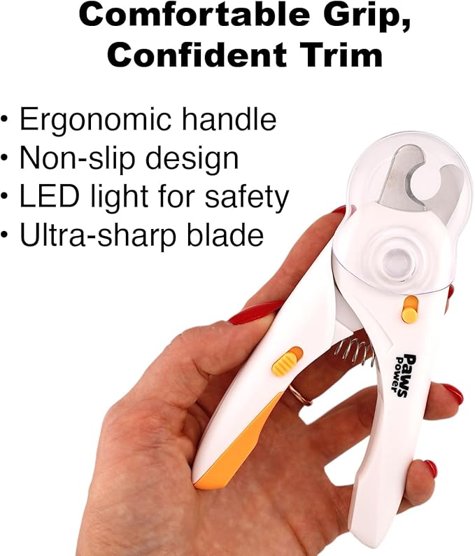 Cat Nail Clipper & Small Dog Nail Clippers with LED Light - Illuminates Nails & Bloodline for Safe, Easy Trimming - Extra Sharp, Avoid Over-Cutting - Essential Cat Supplies, White