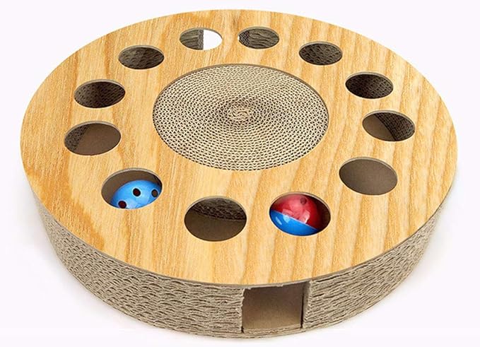 Cat Toy with Sturdy Scratching Pads and 2 Jingly Balls for All Ages of Cats