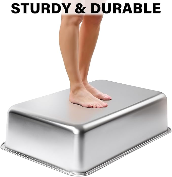 XL Stainless Steel Litter Box 2 Pack, 23.6"x15.8"x6"(Height) Extra Large Stainless Steel cat Litterbox High Sides, Non Stick No Smell Easy Clean Metal Litter Boxes for Big/Fat Cats