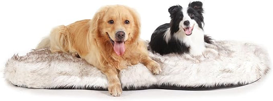 Laifug Luxury Faux Fur Dog Bed, 5-inch Thick Grade Ultra Soft Orthopedic Memory Foam Dog Bed with Faux Fur Cover, Plush Pup Rug with Removable Cover, Waterproof Liner（White）