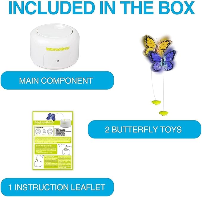 ALL FOR PAWS Interactives Cat Teaser Toy Flutter Bug Cat Wand Toy Fun Playing Toys Kitten Toys with Shiny Butterfly