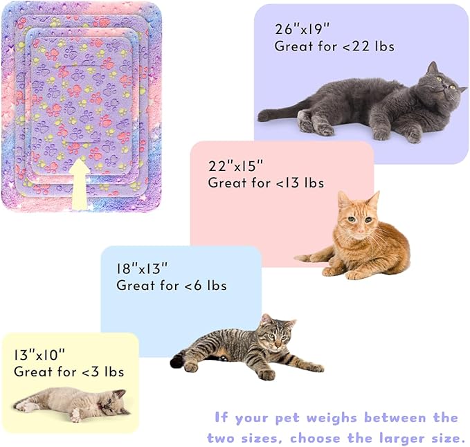 2 Pack Cat Blanket for Indoor Cat, Warm Calming Kitten & Puppy Beds for Anxiety and Stress, Washable Small Dog Mat for Crate, Fuzzy Pet Blankets