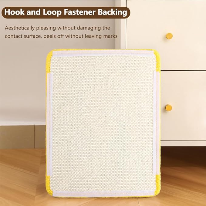 Sisal Cat Scratching Mat – Anti Scratch Furniture Protector for Walls, Couches, Cabinets, Doors & Carpet, 15x11.8 Inch, Shedding-Resistant Cat Scratcher with Hook and Loop Fastener (Night River)
