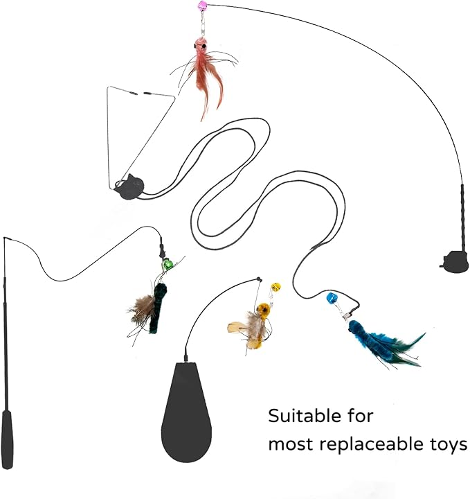 Cat Insect Replacements for Wand Toy, Bugs Refills with Bells, Feather Wand Attachments for Teaser, Suction Cup Toys, Ideal for Indoor Cat Enrichment & Hunting Instincts (5 PCS)