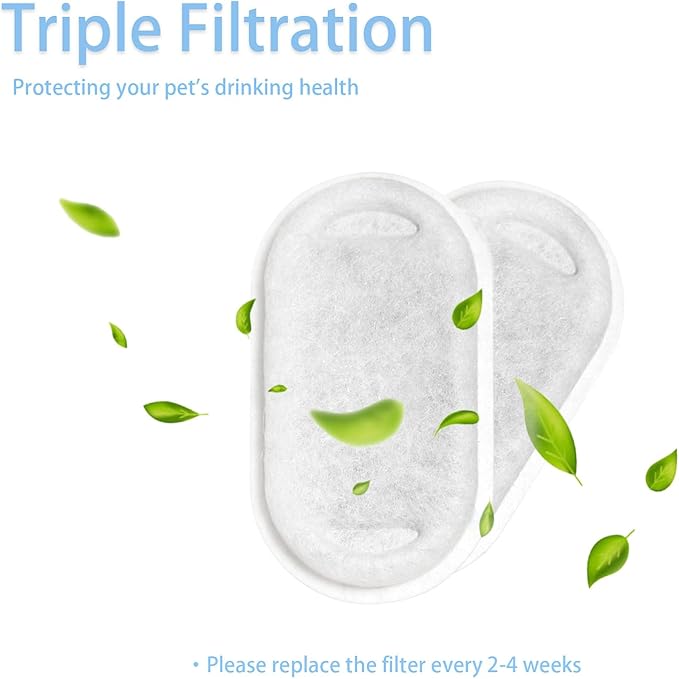 Cat Water Fountain Filters Replacement (16-Piece Pack) - 8 Filters + 8 Sponges + Cleaning Brush - Compatible with 3L (108oz) & 2L (67oz) Stainless Steel Pet Fountains