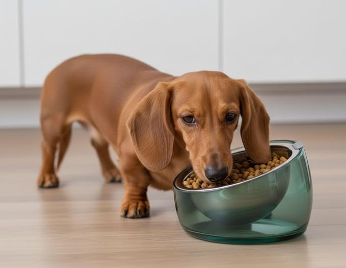 Felli Oblik Raised Dog Food Water Bowls for Small Short-Leg Dogs, Removable Stainless Steel Dish Dishwasher Safe, No Spill Tilted Metal Feeder for French Bulldog, Maine Coon Cats (1.5Cup, Classic)