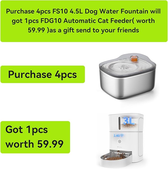 Cat Water Fountain Stainless Steel,4.5L/158oz Wired Cat Water Dispenser,Wired Pet Water Fountains for Cats Indoor,Quiet Dog Water Bowl,Colorful Water Level Float, Gray - FS10