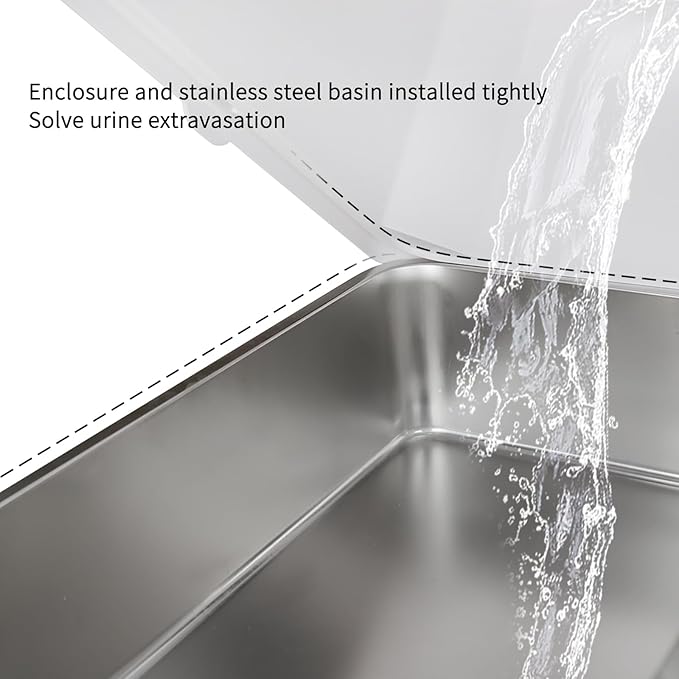 RIZZARI Stainless Steel Cat Litter Box, Odorless Enclosed Litter Box with Top Holes, Large Litter Pan for Small to Large Sized Cats (Pink, 23.8" L*15.9" W*16.1" H)