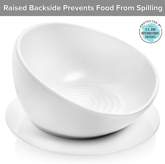 CatGuru Cat Food Bowl, Ceramic Bowls for Indoor Cats, No Spill Cat Feeding Bowl, Whisker Stress Free Kitten Bowls, Pet Bowls for Food and Water, Includes Silicone Non-Slip Mat (High-Low, White)