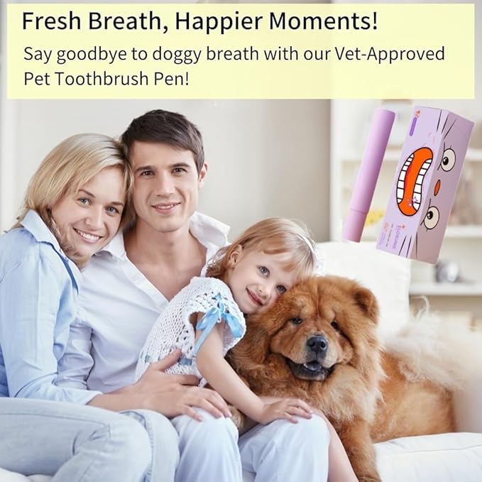 Pet Toothbrush Pen & Oral Repair Gel for Dogs & Cats – Teeth Cleaning Pen, Natural Plant Substance Tartar Remover for Repairing Pets' Teeth (3pcs)
