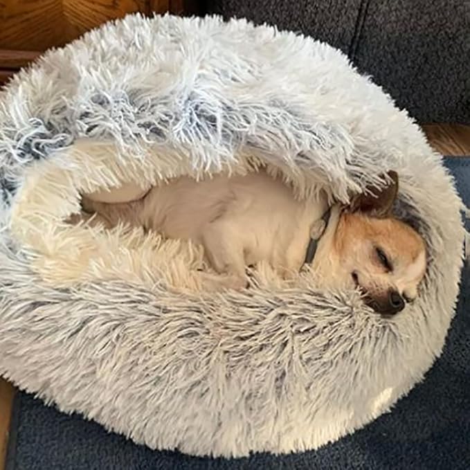 Lapcatz Nest Bed, Dogegis Covered Cat Cave, Cozynook Plush Pet Round Bed for Indoor Cats & Calming Dogs, Anti-Slip Washable Fluffy (X-Large-31.5in, Green)