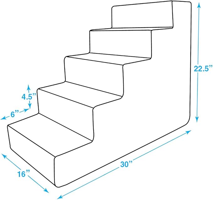 Best Pet Supplies Dog Stairs & Steps - CertiPur-US Made in USA Foam Steps for Small Dogs & Cats, Non-Slip Indoor Balanced Pet Step Support, Dog Ramp, No Assembly, Lambswool, 5-Step (22.5-inch Height)
