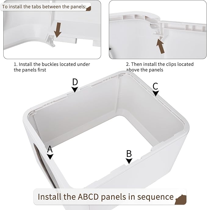 RIZZARI Large Enclosed Cat Litter Box : Covered Leak-Proof Reduces Odor - for Indoor Use Cat Owners (Black)