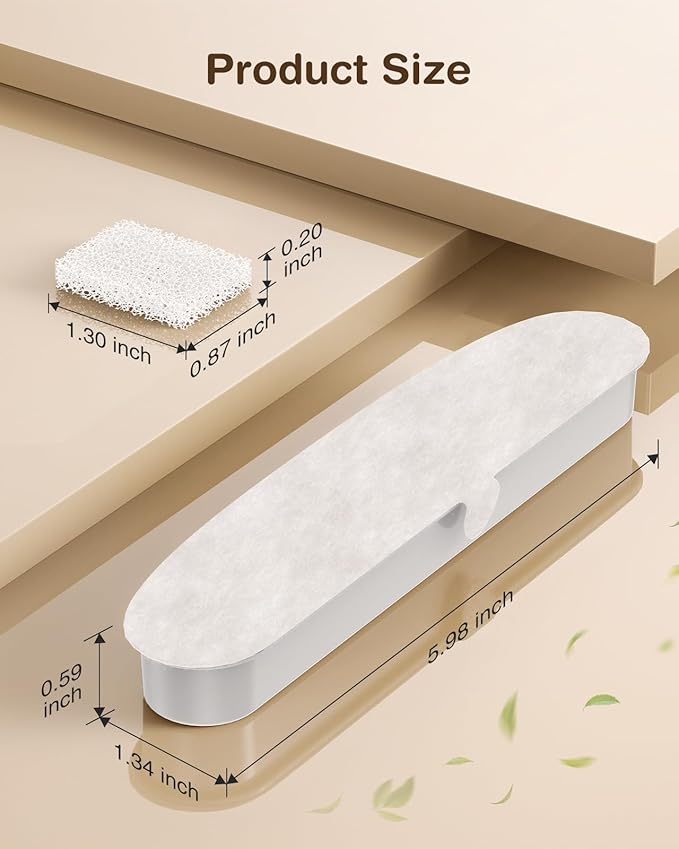 6 Packs Replacement Filters & 6 Packs Pump Filter Sponges for 108oz/3.2L Wireless Cat Water Fountain FT999, 3 Months Set of Replacement Filters, Ivory White