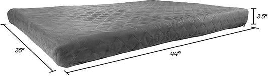 PETMAKER Waterproof Dog Bed - 2-Layer Memory Foam Pet Pad with Removable Machine Washable Cover - 44x35 Crate Mat for Dogs or Puppies (Gray)