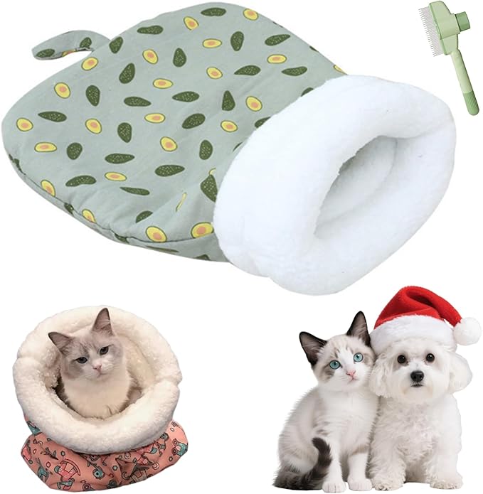 Cozy Pet Nest for Cats, Cozy Pet Nest for Cats and Dogs, 2025 New Winter Sleeping Bag with Thickened Pockets, Cat Bed Cave Sleeping Bag,Self Warming Pad Sack for Kitten/Puppy (Grass, 14 * 18in)