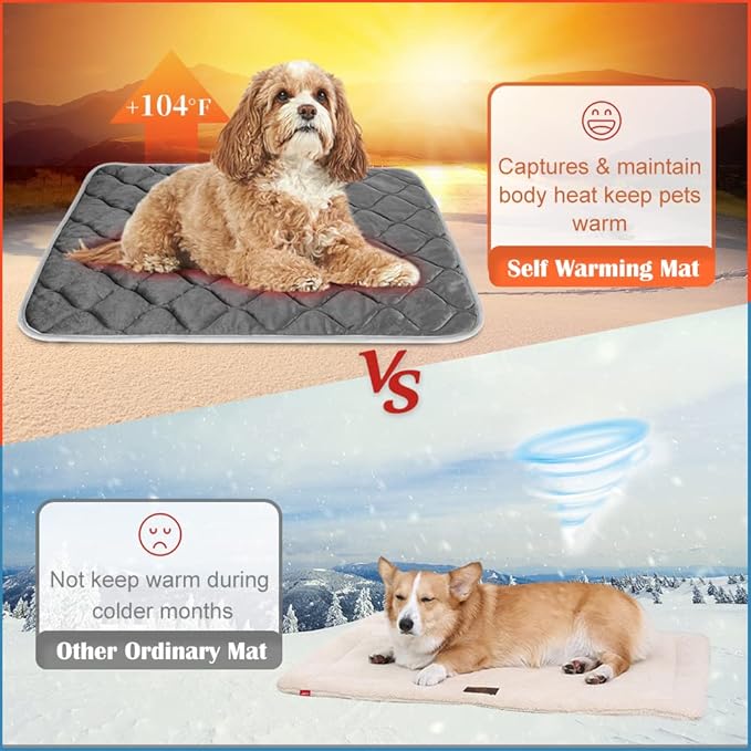 ULIGOTA Self-Warming Cat Bed and Heating Mat - Thermal Pet Bed for Dogs and Cats - Crate Pad