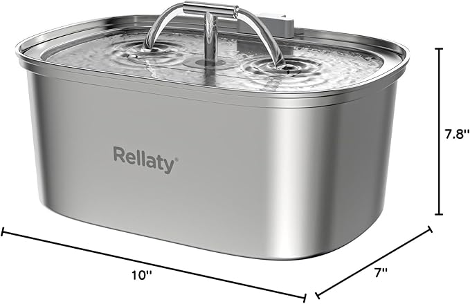 Cat Water Fountain Stainless Steel: 108oz/3.2L Pet Drinking Foundatin for Cats Indoor Automatic Dog Water Dispenser Bowl - Cat Feeding & Watering Supplies with 8 Replacement Filters