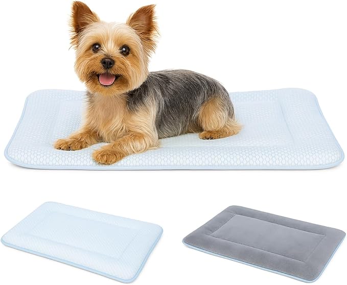 Woofry Dog Bed Mat for Crate, Reversible Cooling Mat for Dogs, Warming Dog Cooling Mat, Machine Washable, Lightweight, Portable, Pet Hair Repellent, All Season Comfort, 20''*16''
