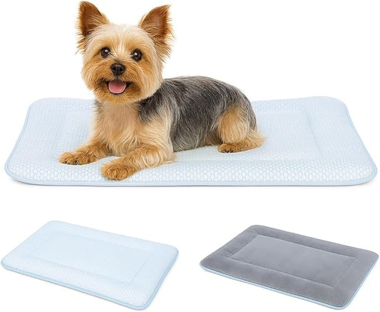 Woofry Dog Bed Mat for Crate, Reversible Cooling Mat for Dogs, Warming Dog Cooling Mat, Machine Washable, Lightweight, Portable, Pet Hair Repellent, All Season Comfort, 20''*16''