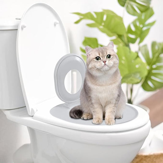 Cat Toilet Seat Training Kit,Removable Pet Toilet Training System,Washable Cleaning Pad for Cats,Reusable Plastic Trainer for Pet Cleaning,Portable Trainer for Home Pet Shop Pet Care (Grey)