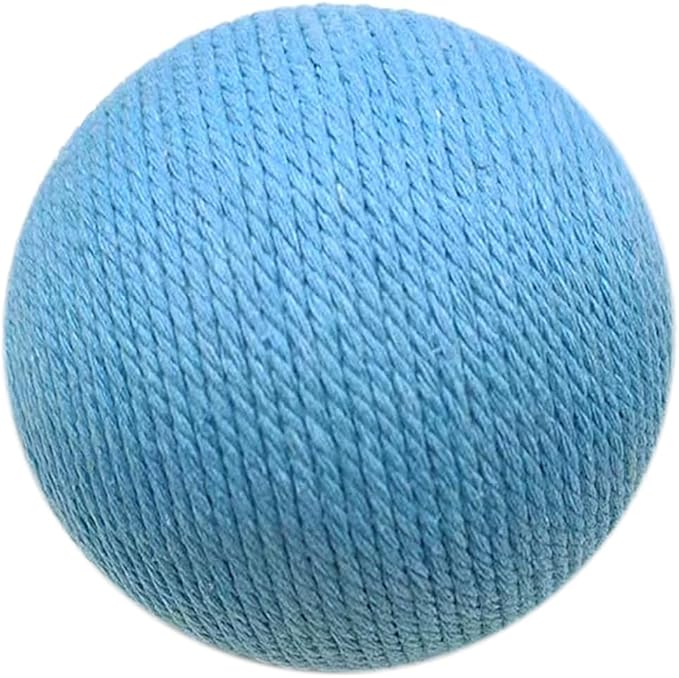 Extra Large 4-Inch Cotton Yarn Fluffy Soft Scratch Cat Ball Toy (Blue)