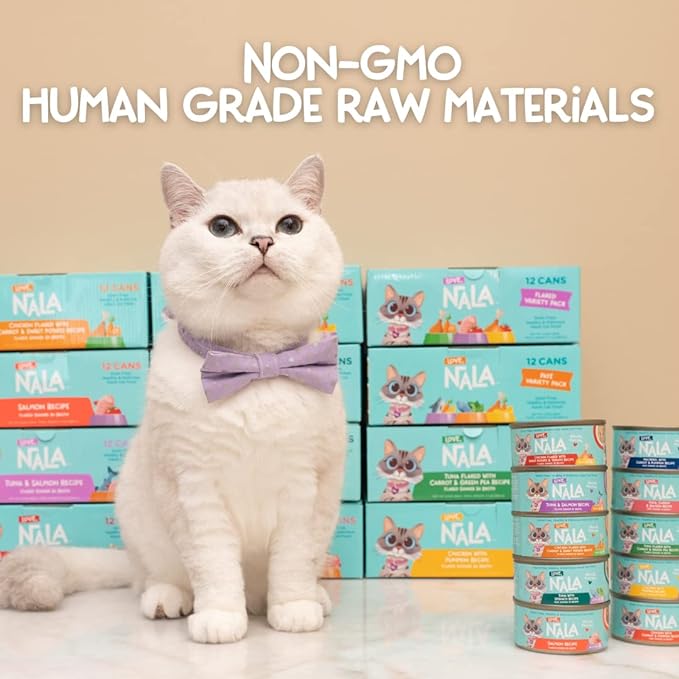LOVE, NALA - Natural Adult Cat Wet Food - Pate Chicken with Carrot & Pumpkin Recipe- Grain Free, Non-GMO, Lean Protein, Digestive Fiber Blend, Added Minerals & Vitamins - 12 Pack 2.4 lbs.