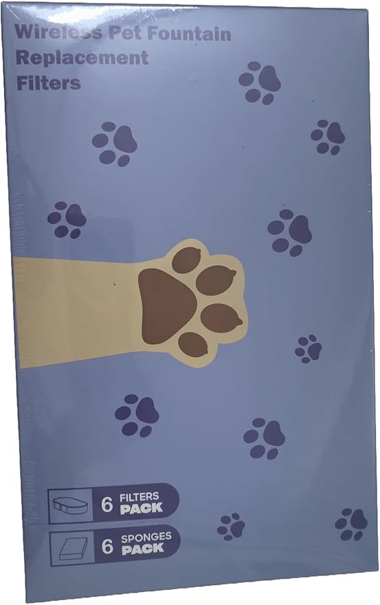 Replacement Cat Water Fountain Filters: VKIMISS Official 12 Pack Cat Fountain Replacement Filters & Pre-Filter Sponges for 108oz/3.2L Automatic Pet Fountains (6 Filters+ 6 Sponges)