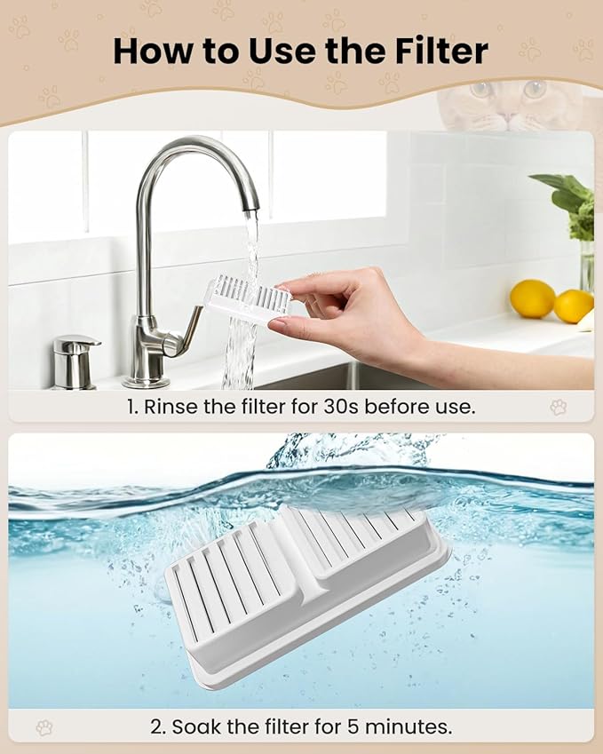 Cat Water Dispenser Filter 6 Pcs - Replacement Cartridge for Cat Water Fountain Pet Fountain Filter with 6 Sponges