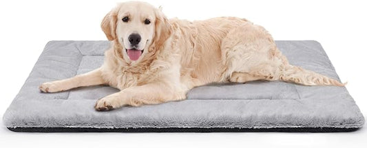 Washable Dog Crate Pad, Ultra Soft Dog Bed for Large Dogs, Anti-Slip Kennel Pad for Dogs Cozy Sleeping Mattress, Travel Flat Pet Beds for Indoor & Outdoor Pet (42" x 28", Grey