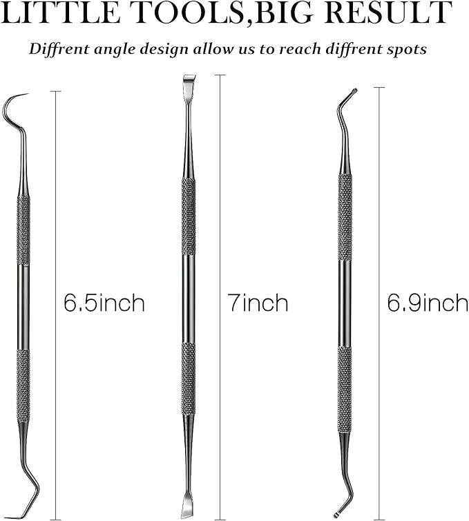 Hotop 3 Pieces Dog Dental Tooth Scaler and Scraper Stainless Double Headed Tarter Removing Tool Scraper Pet Teeth Cleaning Tools for Dog and Cat