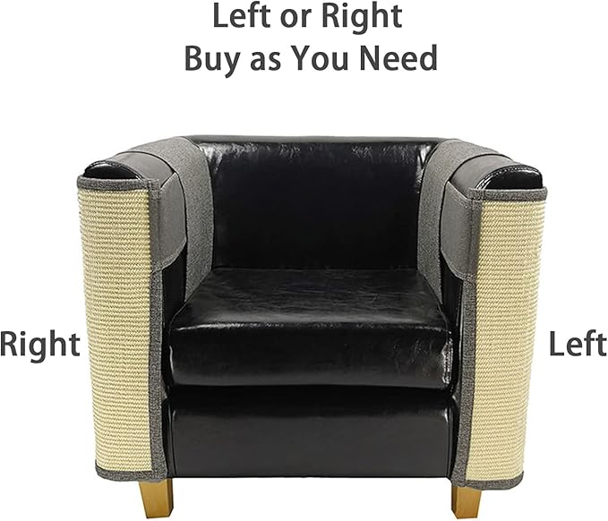 Cat Scratcher Couch- Natural Sisal Furniture Protection from Cats - Corner cat Scratcher for Couch,Chair,Sofa - Easy Installation (Khaki Sofa Right armrest)