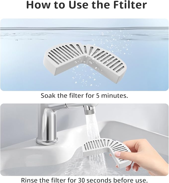 Cat Water Fountain Filters, 3 Pack Replacement Filters for Ceramic & Stainless Steel Fountains Automatic Pet Fountain Dog Water Dispenser (6 Pack)