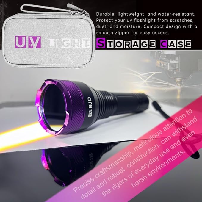 365NM UV Blacklight Flashlight, Professional 4-Core High-Intensity Filtered LED, High Capacity of Battery, Ultra-Long Range Beam for Yooperlite Hunting, Scorpions, Pet Urine, Resins, Counterfeit Money