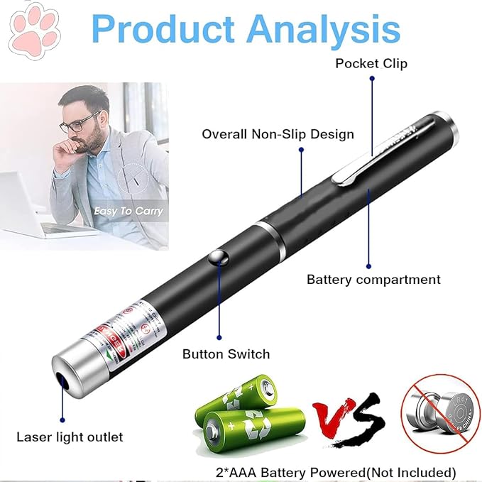 Red Green Violet Pointer for Cats (3 Pack), Pet Light Toys for Kittens and Dogs, Indoor Training and Chaser Toys for Cats.