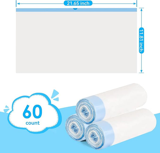 Cat Litter Bags 60Count, 26.37"x15.74" Drawstring Close Litter Box Liners for Automatic Litter Box,Thick Cat Poop Bags,Easy to Clean,Heavy Duty Robot Bag for Self-Cleaning Box