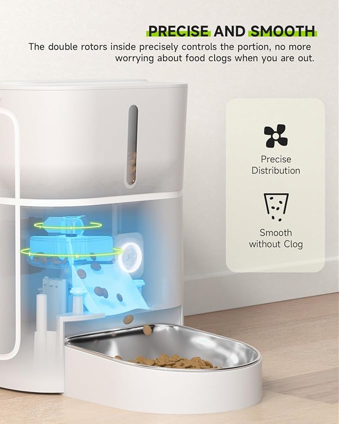 Automatic Cat Feeder+Wireless Cats Water Fountain Stainless Steel 4.5L Set，5G & 2.4G Pet Food Dispenser Feeders， Pet Dry Food, 1-10 Meals Per Day