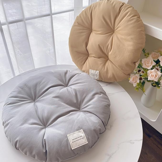 SHENGOCASE 2-Pack 15.7" Round Soft Cat Kneading Pillow Cushion Bed for Dog House Perch, Pad Padding for Cat Cage Kennel (Grey)