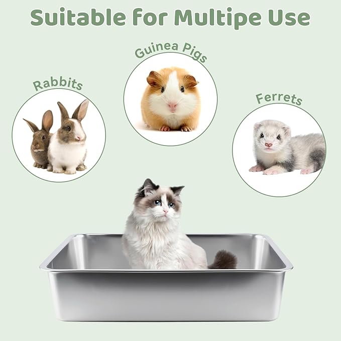 XXXL Stainless Steel Cat Litter Box with High Sides, 28"x20"x12" Extra Large Litter Box for Multiple-Big Cats, Metal Cat Litter Pan, Anti-Urine Leakage, Easy Clean (Grey)