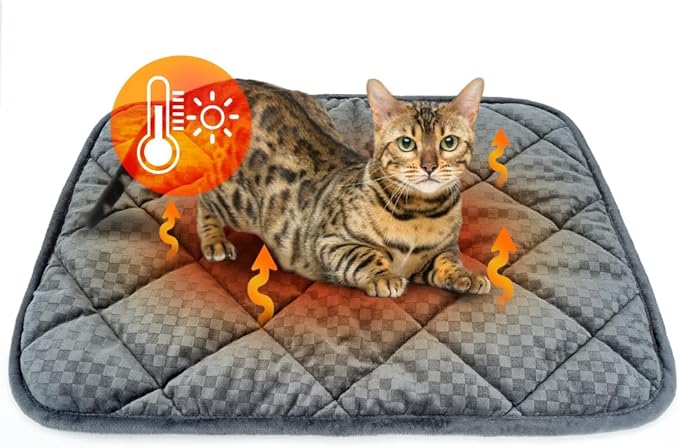 ARGOPET Self Warming Cat Bed (20"x16") Self Heating Cat Mat Warm Thermal Pet Pad with Anti-Slip Bottom Machine Washable Dog Crate Pad for Outdoor and Indoor Pets.