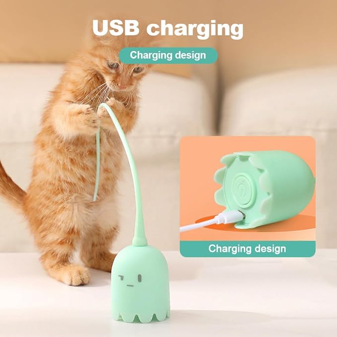 Indoor Cat Toys, Most High-Tech Electric Cat Toy, Interactive Cat Toy Cat Wand Toy for Indoor Cats, Rechargeable Automatic Cat Interactive Toy for Bored Indoor Adult Cats (2Pcs-Green)